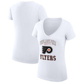 Philadelphia Flyers - G-III 4Her by Carl Banks Women's Super-Slim Fit Lightweight Team Logo Graphic V-Neck T-Shirt White
