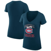 Montreal Canadiens - G-III 4Her by Carl Banks Women's Super-Slim Fit Lightweight Team Logo Graphic V-Neck T-Shirt Navy