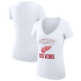 Detroit Red Wings - G-III 4Her by Carl Banks Women's Super-Slim Fit Lightweight Team Logo Graphic V-Neck T-Shirt White