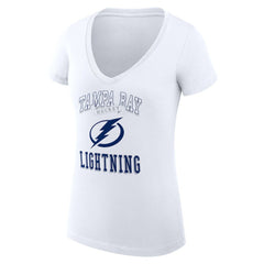 Tampa Bay Lightning - G-III 4Her by Carl Banks Women's Super-Slim Fit Lightweight Team Logo Graphic V-Neck T-Shirt White
