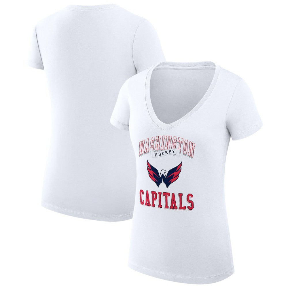 Washington Capitals G-III 4Her by Carl Banks Women's Super-Slim Fit Lightweight Team Logo Graphic V-Neck T-Shirt White