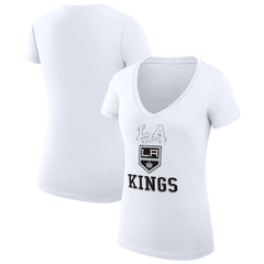Los Angeles Kings - G-III 4Her by Carl Banks Women's Super-Slim Fit Lightweight Team Logo Graphic V-Neck T-Shirt White