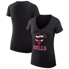 NBA - Chicago Bulls G-III 4Her by Carl Banks Women's Super-Slim Fit Lightweight Team Logo V-Neck T-Shirt - Black