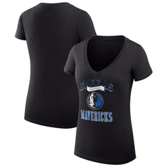 NBA - Dallas Mavericks G-III 4Her by Carl Banks Women's Super-Slim Fit Lightweight Team Logo V-Neck T-Shirt - Black
