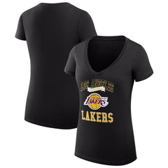 NBA - Los Angeles Lakers G-III 4Her by Carl Banks Women's Super-Slim Fit Lightweight Team Logo V-Neck T-Shirt - Black