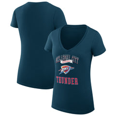 NBA - Oklahoma City Thunder G-III 4Her by Carl Banks Women's Super-Slim Fit Lightweight Team Logo V-Neck T-Shirt - Navy