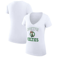 NBA - Boston Celtics G-III 4Her by Carl Banks Women's Super-Slim Fit Lightweight Team Logo V-Neck T-Shirt - White