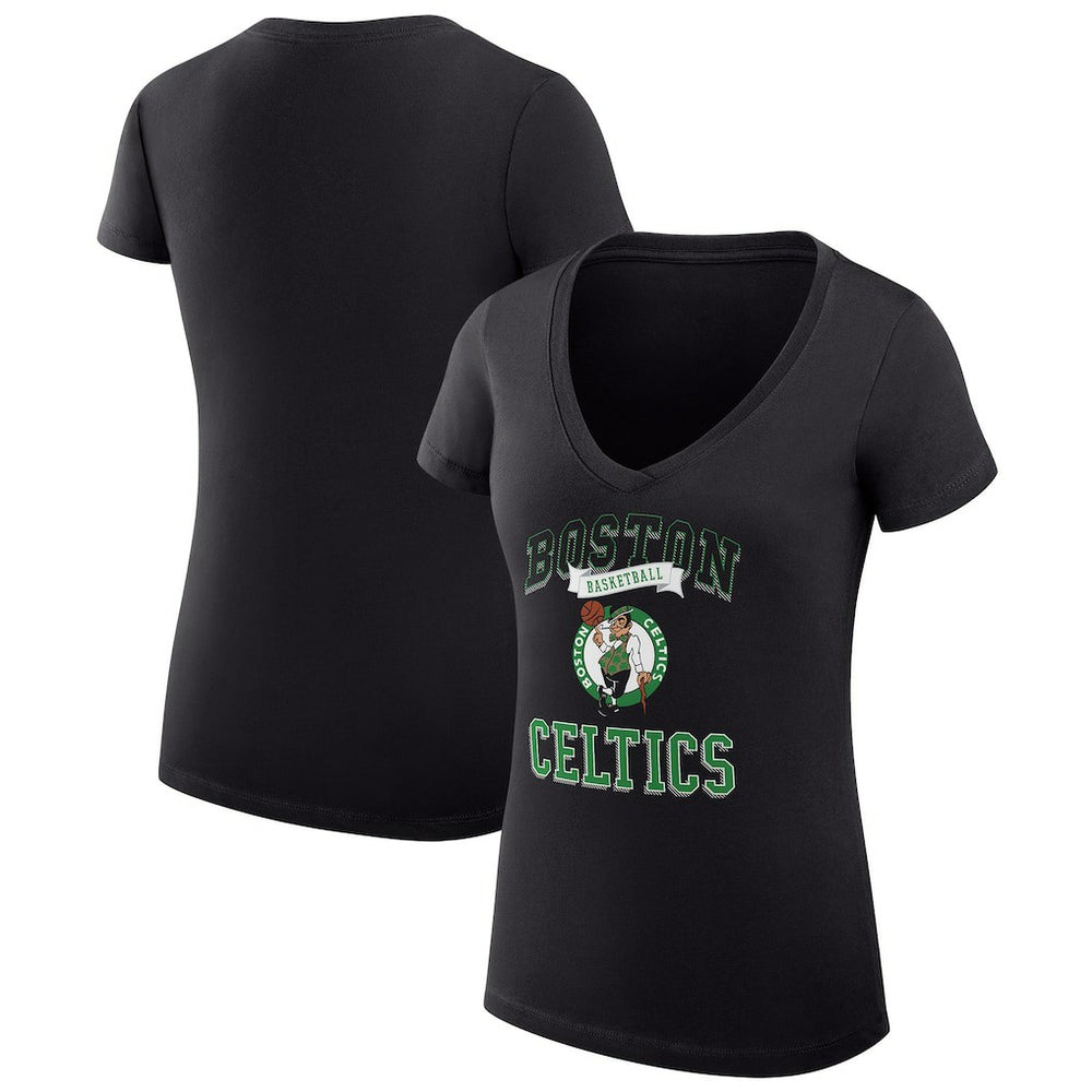 NBA - Boston Celtics G-III 4Her by Carl Banks Women's Super-Slim Fit Lightweight Team Logo V-Neck T-Shirt - Black