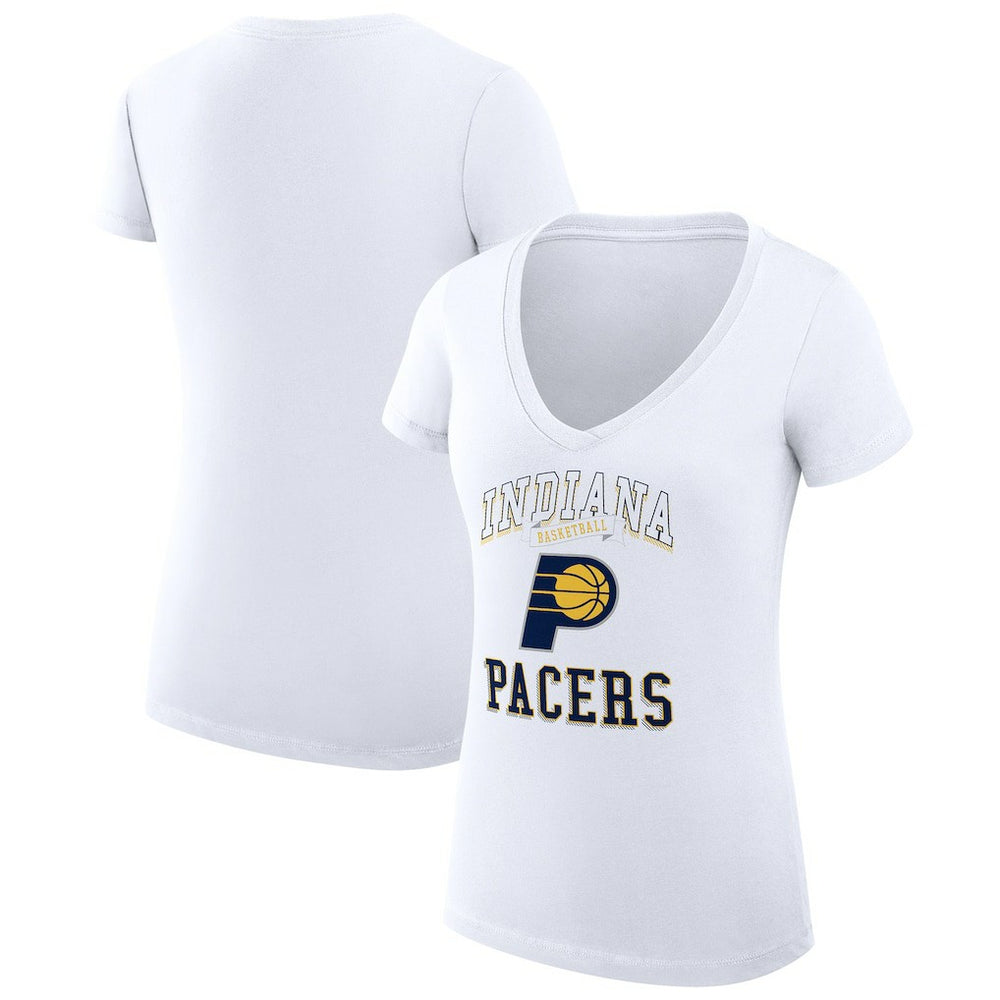 NBA - Indiana Pacers G-III 4Her by Carl Banks Women's Super-Slim Fit Lightweight Team Logo V-Neck T-Shirt - White