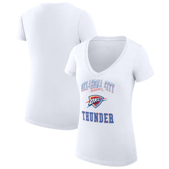 NBA - Oklahoma City Thunder G-III 4Her by Carl Banks Women's Super-Slim Fit Lightweight Team Logo V-Neck T-Shirt - White