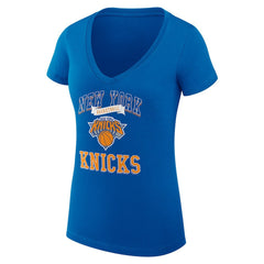 NBA - New York Knicks G-III 4Her by Carl Banks Women's Super-Slim Fit Lightweight Team Logo V-Neck T-Shirt - Blue