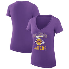 NBA - Los Angeles Lakers G-III 4Her by Carl Banks Women's Super-Slim Fit Lightweight Team Logo V-Neck T-Shirt - Purple