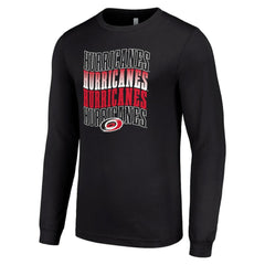 Carolina Hurricanes - Starter Four Team Name Logo Long Sleeve Graphic T-Shirt Black