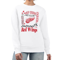 Detroit Red Wings - G-III 4Her by Carl Banks Women's Collage Graphic Fleece Long Sleeve Pullover Sweatshirt White