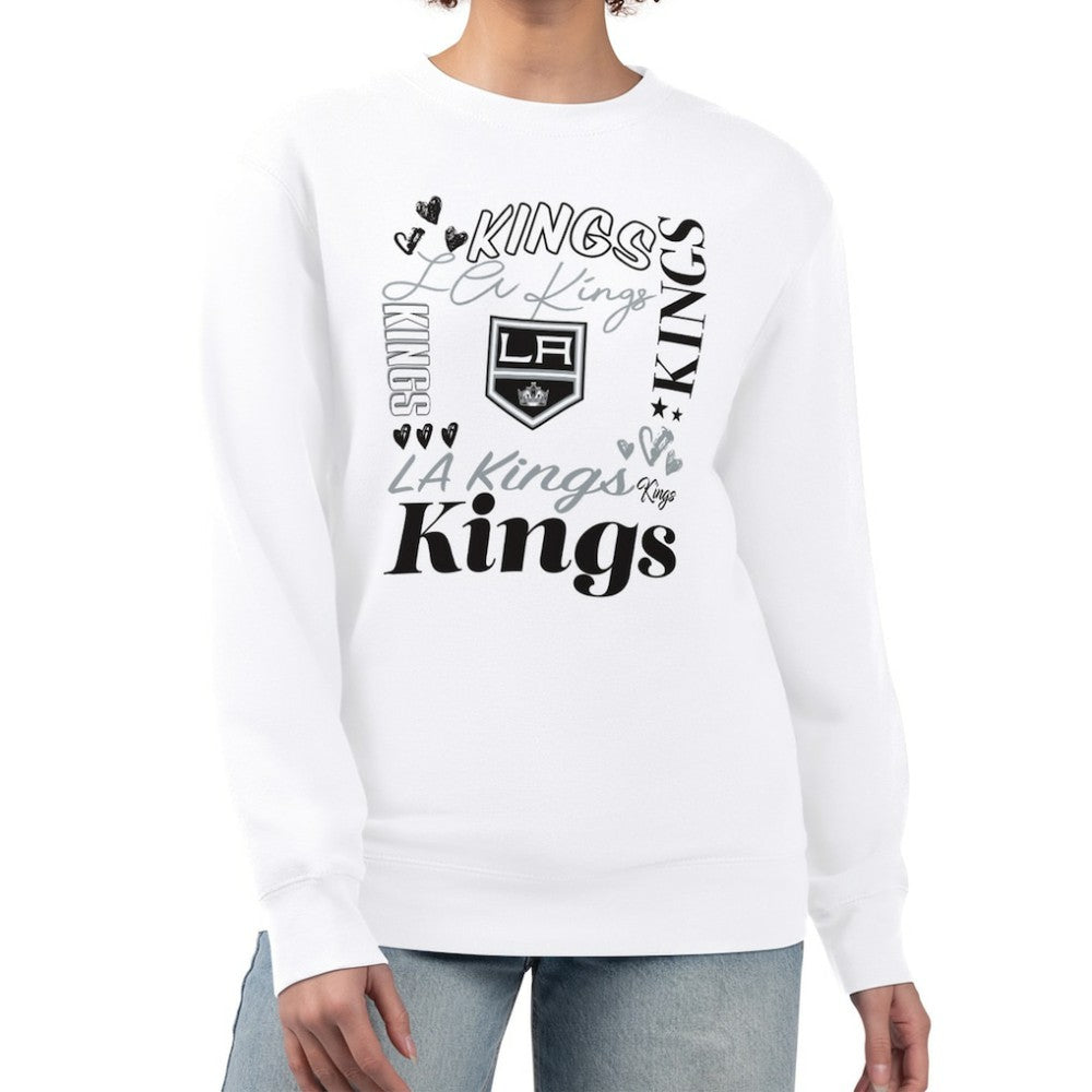 Los Angeles Kings - G-III 4Her by Carl Banks Women's Collage Graphic Fleece Long Sleeve Pullover Sweatshirt White