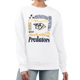 Nashville Predators - G-III 4Her by Carl Banks Women's Collage Graphic Fleece Long Sleeve Pullover Sweatshirt White