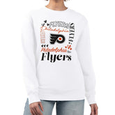 Philadelphia Flyers - G-III 4Her by Carl Banks Women's Collage Graphic Fleece Long Sleeve Pullover Sweatshirt White