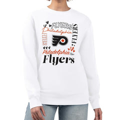 Philadelphia Flyers - G-III 4Her by Carl Banks Women's Collage Graphic Fleece Long Sleeve Pullover Sweatshirt White