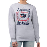 Columbus Blue Jackets - G-III 4Her by Carl Banks Women's Collage Graphic Fleece Long Sleeve Pullover Sweatshirt Heather Gray