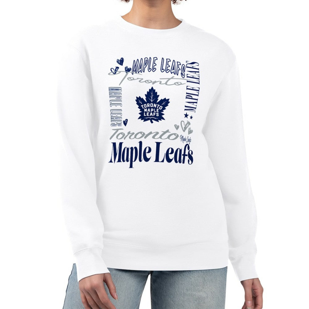 Toronto Maple Leafs - G-III 4Her by Carl Banks Women's Collage Graphic Fleece Long Sleeve Pullover Sweatshirt White