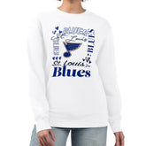 St. Louis Blues - G-III 4Her by Carl Banks Women's Collage Graphic Fleece Long Sleeve Pullover Sweatshirt White
