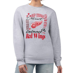 Detroit Red Wings - G-III 4Her by Carl Banks Women's Collage Graphic Fleece Long Sleeve Pullover Sweatshirt Heather Gray