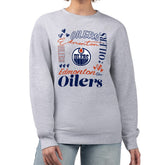 Edmonton Oilers - G-III 4Her by Carl Banks Women's Collage Graphic Fleece Long Sleeve Pullover Sweatshirt Heather Gray