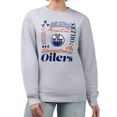Edmonton Oilers - G-III 4Her by Carl Banks Women's Collage Graphic Fleece Long Sleeve Pullover Sweatshirt Heather Gray