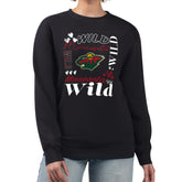 Minnesota Wild - G-III 4Her by Carl Banks Women's Collage Graphic Fleece Long Sleeve Pullover Sweatshirt Black