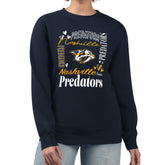 Nashville Predators - G-III 4Her by Carl Banks Women's Collage Graphic Fleece Long Sleeve Pullover Sweatshirt Navy
