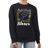 St. Louis Blues - G-III 4Her by Carl Banks Women's Collage Graphic Fleece Long Sleeve Pullover Sweatshirt Black
