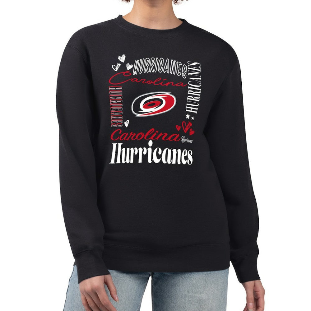 Carolina Hurricanes - G-III 4Her by Carl Banks Women's Collage Graphic Fleece Long Sleeve Pullover Sweatshirt Black