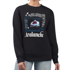Colorado Avalanche - G-III 4Her by Carl Banks Women's Collage Graphic Fleece Long Sleeve Pullover Sweatshirt Black