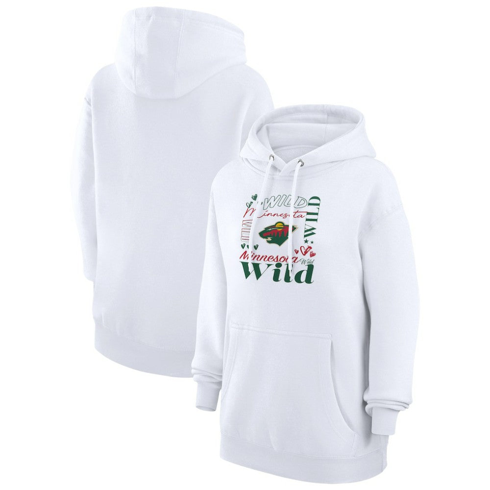 Minnesota Wild - G-III 4Her by Carl Banks Women's Collage Team Graphic Tri-Blend Fleece Pullover Hoodie White