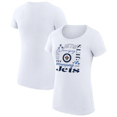 Winnipeg Jets - G-III 4Her by Carl Banks Women's Super-Slim Fit Lightweight Collage Team Graphic T-Shirt White