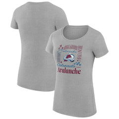 Colorado Avalanche - G-III 4Her by Carl Banks Women's Super-Slim Fit Lightweight Collage Team Graphic T-Shirt Heather Gray