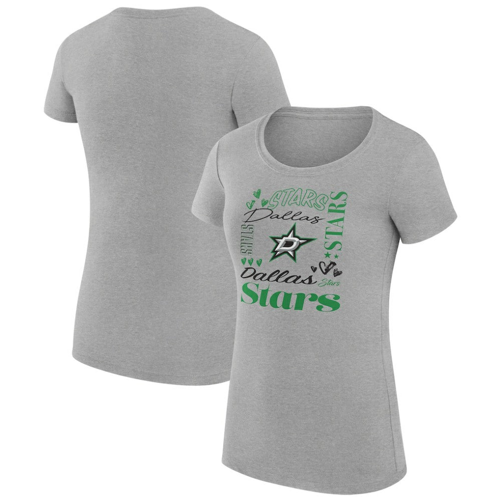Dallas Stars - G-III 4Her by Carl Banks Women's Super-Slim Fit Lightweight Collage Team Graphic T-Shirt Heather Gray