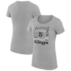 Los Angeles Kings - G-III 4Her by Carl Banks Women's Super-Slim Fit Lightweight Collage Team Graphic T-Shirt Heather Gray