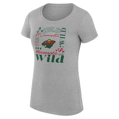 Minnesota Wild - G-III 4Her by Carl Banks Women's Super-Slim Fit Lightweight Collage Team Graphic T-Shirt Heather Gray