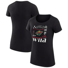 Minnesota Wild - G-III 4Her by Carl Banks Women's Super-Slim Fit Lightweight Collage Team Graphic T-Shirt Black