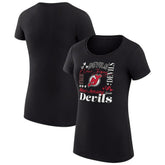 New Jersey Devils - G-III 4Her by Carl Banks Women's Super-Slim Fit Lightweight Collage Team Graphic T-Shirt Black