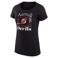 New Jersey Devils - G-III 4Her by Carl Banks Women's Super-Slim Fit Lightweight Collage Team Graphic T-Shirt Black