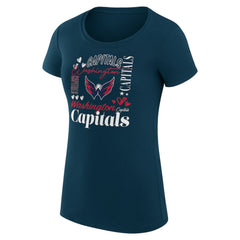 Washington Capitals G-III 4Her by Carl Banks Women's Super-Slim Fit Lightweight Collage Team Graphic T-Shirt Navy