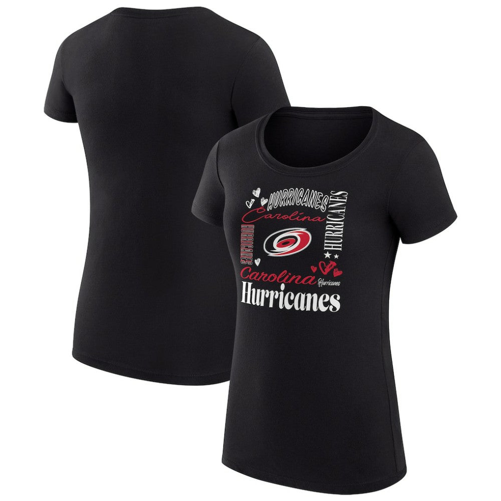 Carolina Hurricanes - G-III 4Her by Carl Banks Women's Super-Slim Fit Lightweight Collage Team Graphic T-Shirt Black
