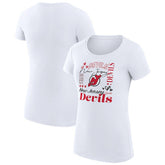 New Jersey Devils - G-III 4Her by Carl Banks Women's Super-Slim Fit Lightweight Collage Team Graphic T-Shirt White