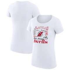 New Jersey Devils - G-III 4Her by Carl Banks Women's Super-Slim Fit Lightweight Collage Team Graphic T-Shirt White