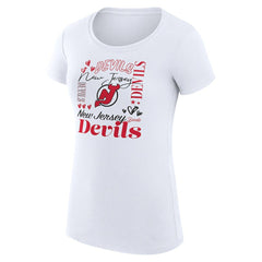 New Jersey Devils - G-III 4Her by Carl Banks Women's Super-Slim Fit Lightweight Collage Team Graphic T-Shirt White