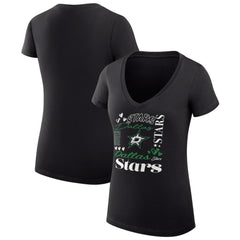 Dallas Stars - G-III 4Her by Carl Banks Women's Super-Slim Fit Lightweight Collage Team Graphic T-Shirt Black