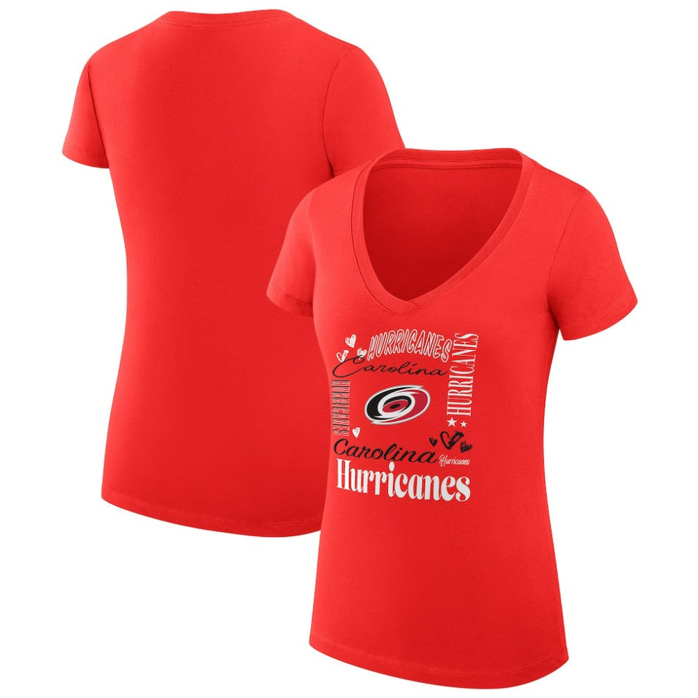 Carolina Hurricanes - G-III 4Her by Carl Banks Women's Super-Slim Fit Lightweight Collage Team Graphic T-Shirt Red