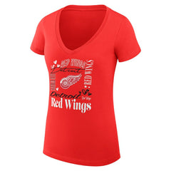 Detroit Red Wings - G-III 4Her by Carl Banks Women's Super-Slim Fit Lightweight Collage Team Graphic T-Shirt Red